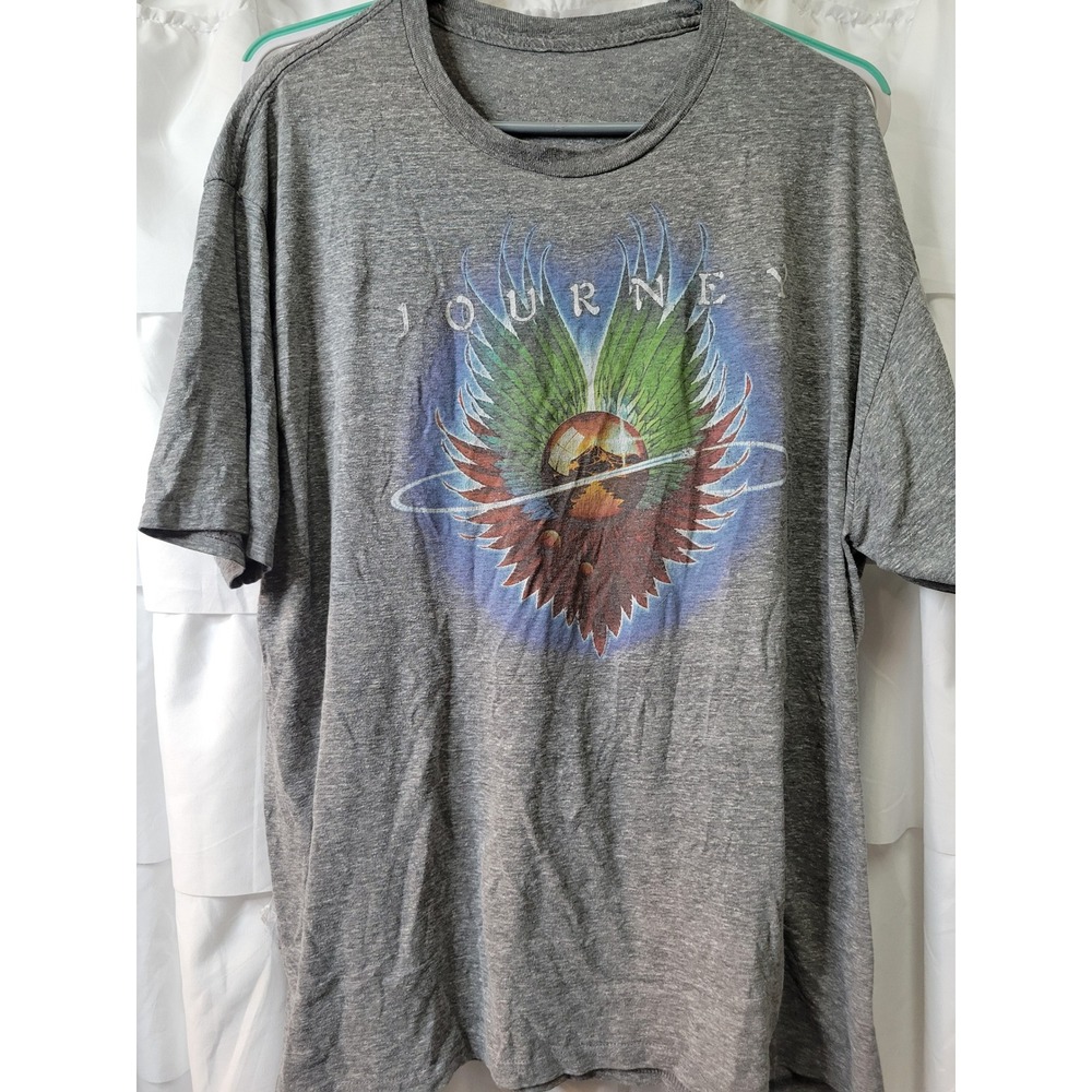Journey Band Graphic T-Shirt Gray Heather Winged Scarab Logo Rock Tee XL 1910